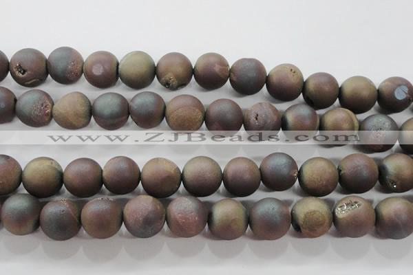 CAG6297 15 inches 18mm round plated druzy agate beads wholesale