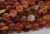 CAG630 15.5 inches 10mm coin natural fire agate beads wholesale