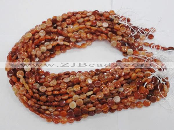 CAG630 15.5 inches 10mm coin natural fire agate beads wholesale