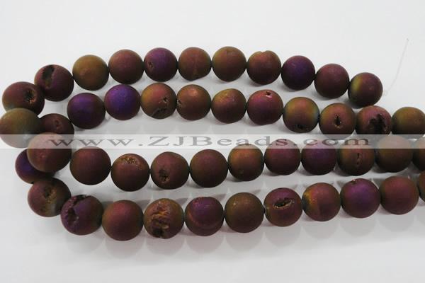 CAG6307 15 inches 18mm round plated druzy agate beads wholesale