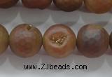 CAG6336 15 inches 16mm faceted round plated druzy agate beads