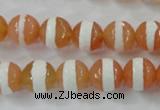 CAG6350 15 inches 8mm faceted round tibetan agate gemstone beads