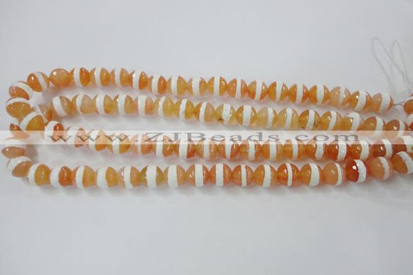 CAG6350 15 inches 8mm faceted round tibetan agate gemstone beads