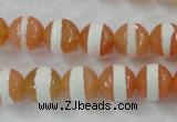 CAG6351 15 inches 10mm faceted round tibetan agate gemstone beads