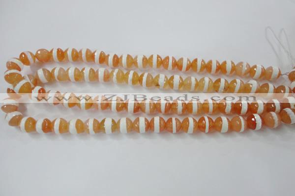 CAG6352 15 inches 12mm faceted round tibetan agate gemstone beads