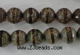 CAG6366 15 inches 8mm faceted round tibetan agate gemstone beads