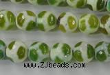 CAG6376 15 inches 12mm faceted round tibetan agate gemstone beads