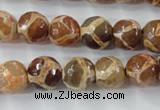 CAG6378 15 inches 8mm faceted round tibetan agate gemstone beads