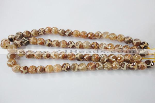 CAG6378 15 inches 8mm faceted round tibetan agate gemstone beads