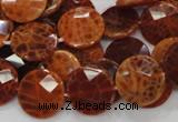 CAG638 15.5 inches 16mm faceted coin natural fire agate beads