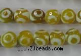 CAG6388 15 inches 10mm faceted round tibetan agate gemstone beads