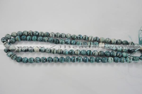CAG6407 15 inches 10mm faceted round tibetan agate gemstone beads