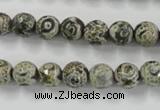 CAG6414 15 inches 8mm faceted round tibetan agate gemstone beads