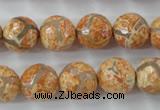 CAG6419 15 inches 10mm faceted round tibetan agate gemstone beads