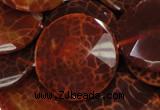 CAG642 15.5 inches 40mm faceted coin natural fire agate beads