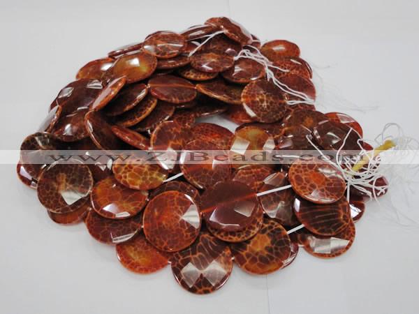 CAG642 15.5 inches 40mm faceted coin natural fire agate beads