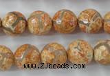 CAG6421 15 inches 14mm faceted round tibetan agate gemstone beads