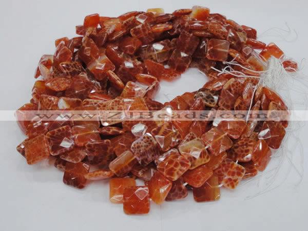 CAG650 15.5 inches 12*12mm faceted square natural fire agate beads