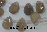 CAG6546 Top-drilled 10*14mm briolette Brazilian grey agate beads