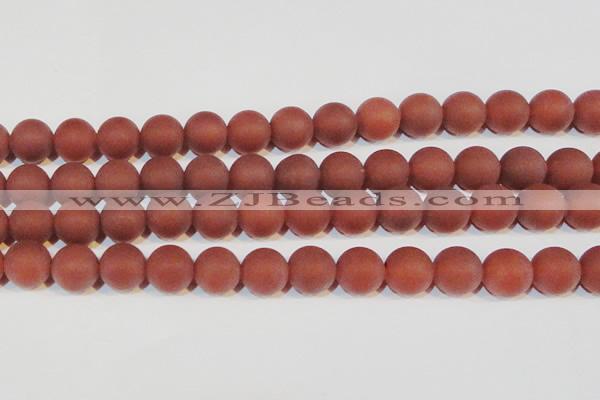 CAG6557 15.5 inches 14mm round matte red agate beads wholesale