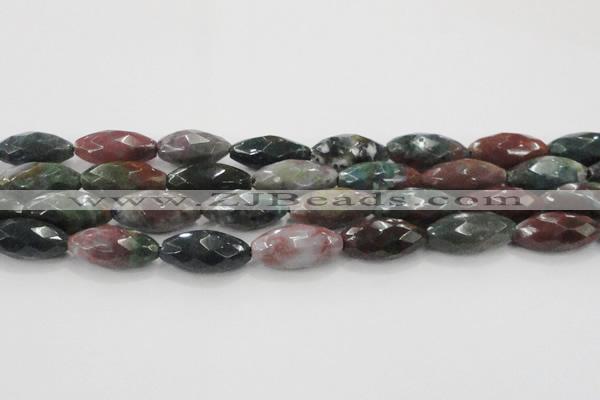 CAG6580 15.5 inches 11*25mm faceted rice Indian agate beads