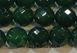 CAG6616 15.5 inches 14mm faceted round green agate gemstone beads