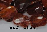 CAG663 15.5 inches 15*20mm faceted rectangle natural fire agate beads