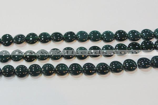 CAG6632 15.5 inches 13mm flat round green agate gemstone beads
