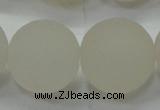 CAG6686 15 inches 18mm round white pilates agate beads