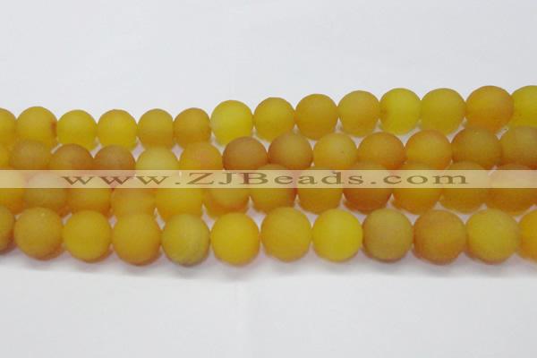 CAG6722 15 inches 12mm round yellow pilates agate beads