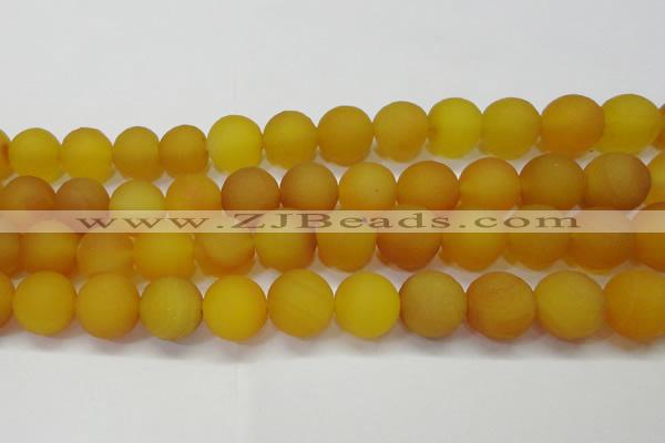 CAG6723 15 inches 14mm round yellow pilates agate beads