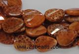 CAG673 15.5 inch 13*18mm faceted teardrop twisted natural fire agate beads