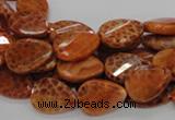 CAG673 15.5 inch 13*18mm faceted teardrop twisted natural fire agate beads