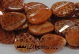 CAG674 15.5 inch 15*20mm faceted teardrop twisted natural fire agate beads