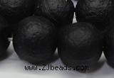CAG6744 15 inches 16mm round black pilates agate beads