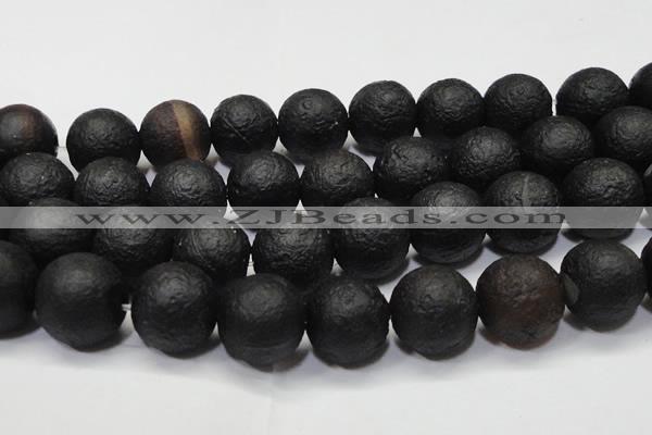 CAG6746 15 inches 20mm round black pilates agate beads