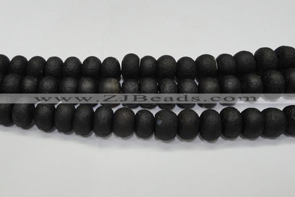 CAG6748 15 inches 10*14mm rondelle black pilates agate beads