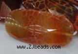 CAG681 15.5 inches 25*50mm faceted freeform natural fire agate beads