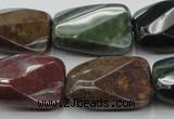 CAG6815 15.5 inches 18*25mm faceted & twisted rectangle Indian agate beads