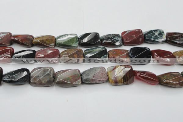 CAG6815 15.5 inches 18*25mm faceted & twisted rectangle Indian agate beads