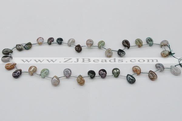 CAG6838 Top drilled 8*12mm flat teardrop Indian agate beads
