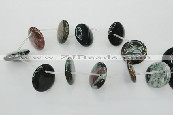 CAG6849 Top drilled 35mm flat round Indian agate beads
