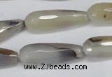 CAG6890 15.5 inches 10*30mm faceted teardrop line agate beads