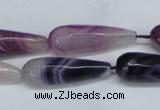 CAG6892 15.5 inches 10*30mm faceted teardrop line agate beads