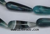 CAG6894 15.5 inches 10*30mm faceted teardrop line agate beads