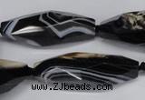 CAG6910 15.5 inches 13*40mm - 15*45mm faceted rice line agate beads