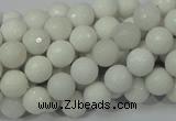 CAG711 15.5 inches 8mm faceted round white agate gemstone beads