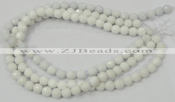 CAG712 15.5 inches 10mm faceted round white agate gemstone beads