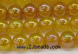 CAG7122 15.5 inches 8mm round AB-color yellow agate gemstone beads