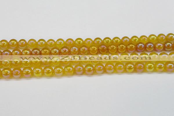 CAG7123 15.5 inches 10mm round AB-color yellow agate gemstone beads